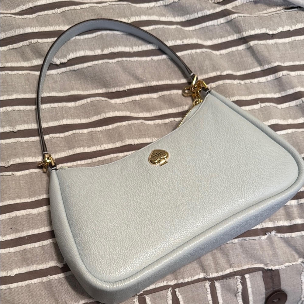 Kate Spade Gold Blue Crossbody Bag with Structured Design